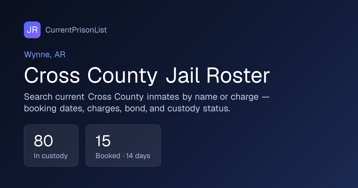 Cross County Jail Roster & Inmate Search | Wynne, AR | CurrentPrisonList
