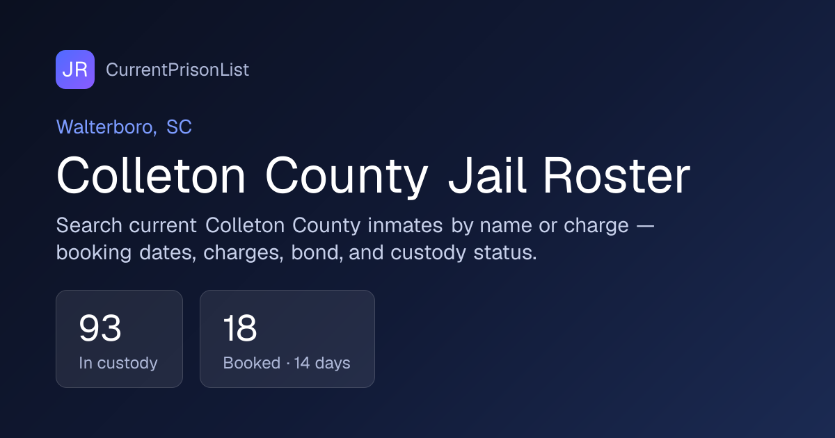 Colleton County Jail Inmate Search | Walterboro, SC